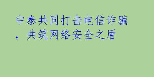 中泰共同打击电信诈骗，共筑网络安全之盾