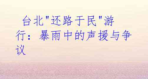  台北"还路于民"游行：暴雨中的声援与争议
