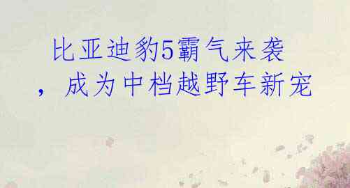  比亚迪豹5霸气来袭，成为中档越野车新宠