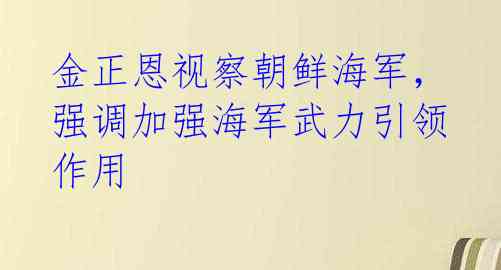金正恩视察朝鲜海军，强调加强海军武力引领作用