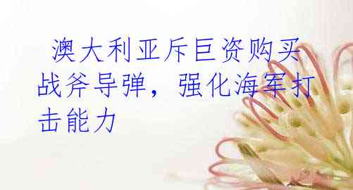  澳大利亚斥巨资购买战斧导弹，强化海军打击能力