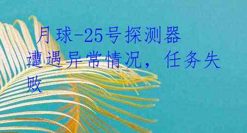  月球-25号探测器遭遇异常情况，任务失败