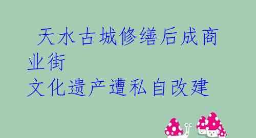  天水古城修缮后成商业街 文化遗产遭私自改建