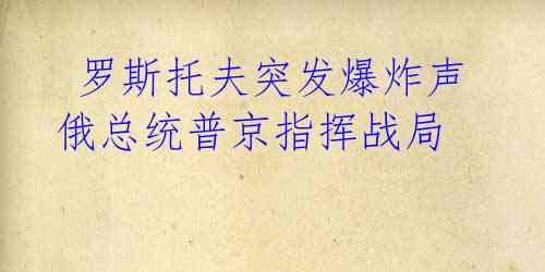  罗斯托夫突发爆炸声 俄总统普京指挥战局