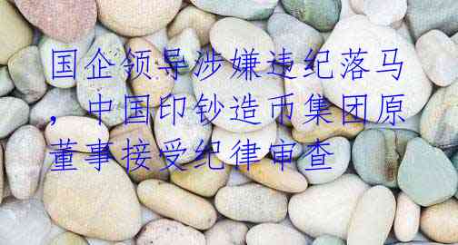 国企领导涉嫌违纪落马，中国印钞造币集团原董事接受纪律审查