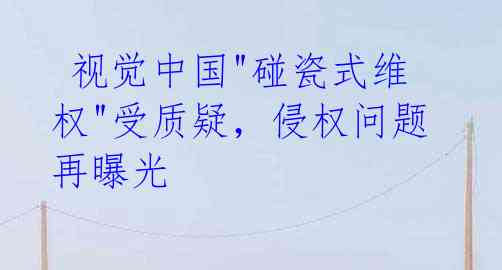  视觉中国"碰瓷式维权"受质疑，侵权问题再曝光