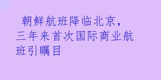 朝鲜航班降临北京，三年来首次国际商业航班引瞩目