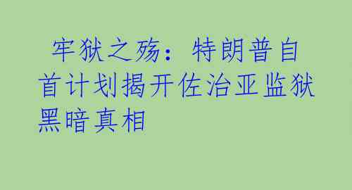  牢狱之殇：特朗普自首计划揭开佐治亚监狱黑暗真相