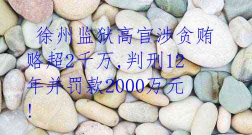  徐州监狱高官涉贪贿赂超2千万,判刑12年并罚款2000万元!