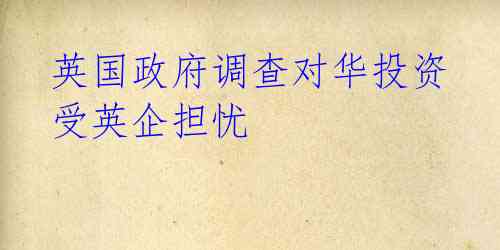  英国政府调查对华投资 受英企担忧