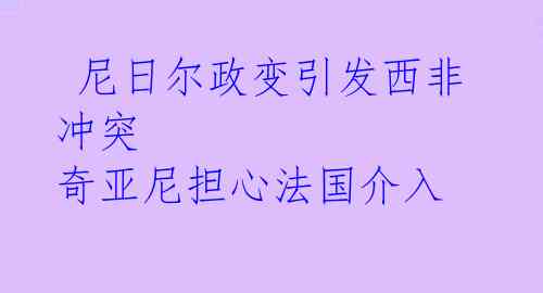  尼日尔政变引发西非冲突  奇亚尼担心法国介入
