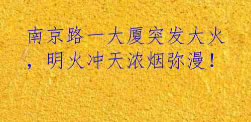 南京路一大厦突发大火，明火冲天浓烟弥漫！