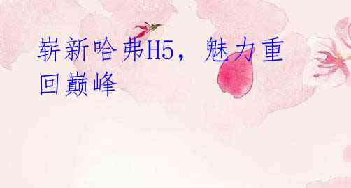 崭新哈弗H5，魅力重回巅峰