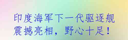 印度海军下一代驱逐舰震撼亮相，野心十足！