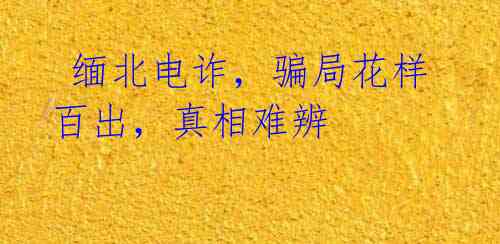  缅北电诈，骗局花样百出，真相难辨