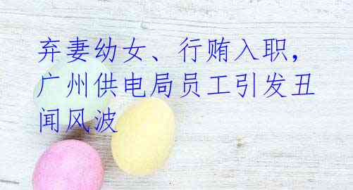 弃妻幼女、行贿入职，广州供电局员工引发丑闻风波