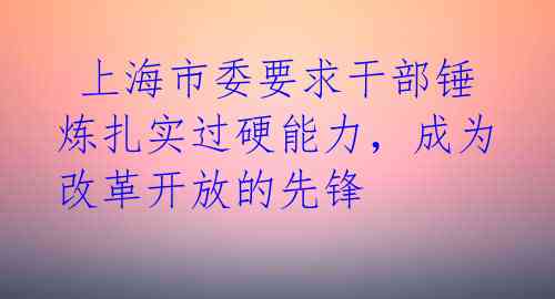  上海市委要求干部锤炼扎实过硬能力，成为改革开放的先锋