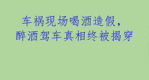  车祸现场喝酒造假，醉酒驾车真相终被揭穿