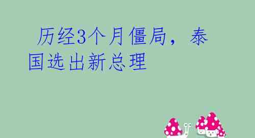  历经3个月僵局，泰国选出新总理