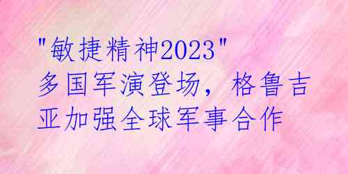  "敏捷精神2023" 多国军演登场，格鲁吉亚加强全球军事合作