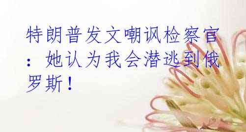 特朗普发文嘲讽检察官：她认为我会潜逃到俄罗斯！