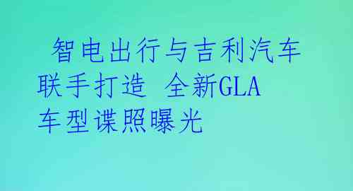  智电出行与吉利汽车联手打造 全新GLA车型谍照曝光