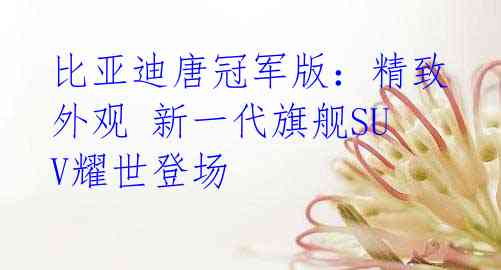 比亚迪唐冠军版：精致外观 新一代旗舰SUV耀世登场