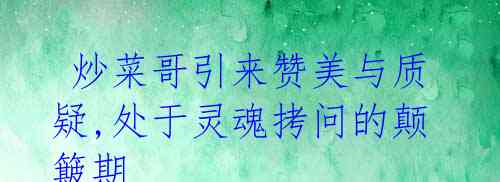  炒菜哥引来赞美与质疑,处于灵魂拷问的颠簸期