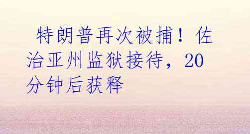  特朗普再次被捕！佐治亚州监狱接待，20分钟后获释
