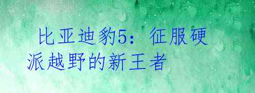  比亚迪豹5：征服硬派越野的新王者
