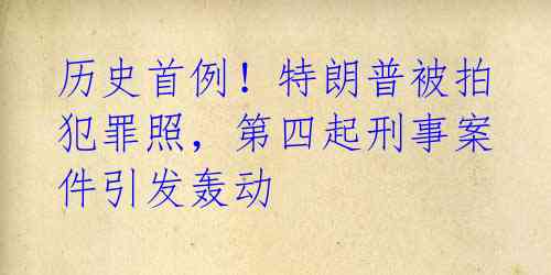 历史首例！特朗普被拍犯罪照，第四起刑事案件引发轰动