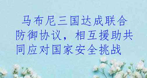  马布尼三国达成联合防御协议，相互援助共同应对国家安全挑战