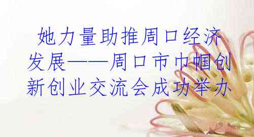  她力量助推周口经济发展——周口市巾帼创新创业交流会成功举办