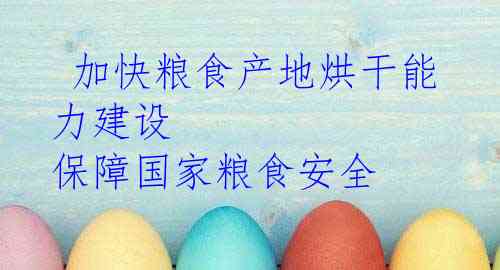  加快粮食产地烘干能力建设 保障国家粮食安全