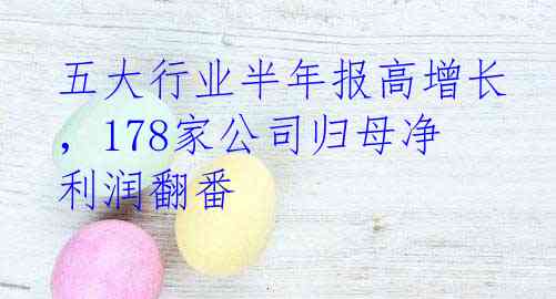 五大行业半年报高增长，178家公司归母净利润翻番