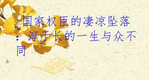  国家权臣的凄凉坠落：淳于长的一生与众不同