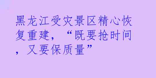 黑龙江受灾景区精心恢复重建，“既要抢时间，又要保质量”