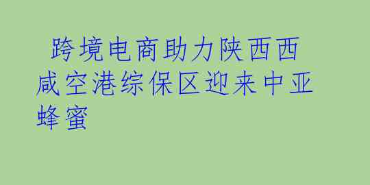  跨境电商助力陕西西咸空港综保区迎来中亚蜂蜜