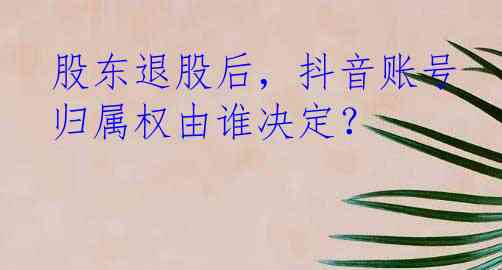 股东退股后，抖音账号归属权由谁决定？