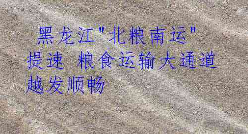  黑龙江"北粮南运"提速 粮食运输大通道越发顺畅