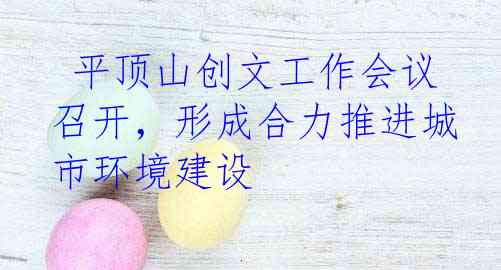  平顶山创文工作会议召开，形成合力推进城市环境建设