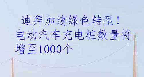 迪拜加速绿色转型！电动汽车充电桩数量将增至1000个
