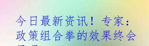 今日最新资讯！专家：政策组合拳的效果终会显现