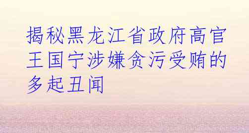 揭秘黑龙江省政府高官王国宁涉嫌贪污受贿的多起丑闻