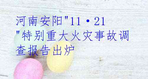 河南安阳"11·21"特别重大火灾事故调查报告出炉