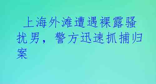 上海外滩遭遇裸露骚扰男，警方迅速抓捕归案
