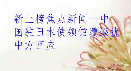 新上榜焦点新闻--中国驻日本使领馆遭滋扰 中方回应