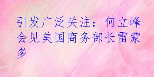 引发广泛关注：何立峰会见美国商务部长雷蒙多