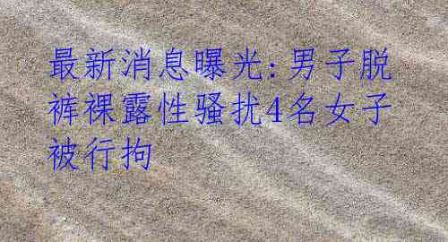 最新消息曝光:男子脱裤裸露性骚扰4名女子被行拘