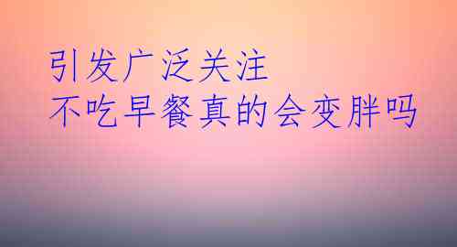 引发广泛关注 不吃早餐真的会变胖吗